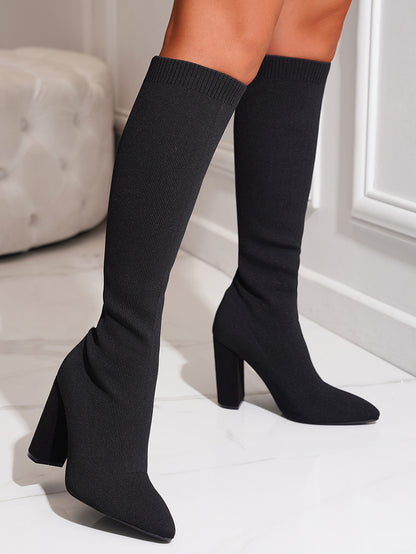 Meredith | Elegant Stretch-Knit Knee-High Orthopedic Heel Boots