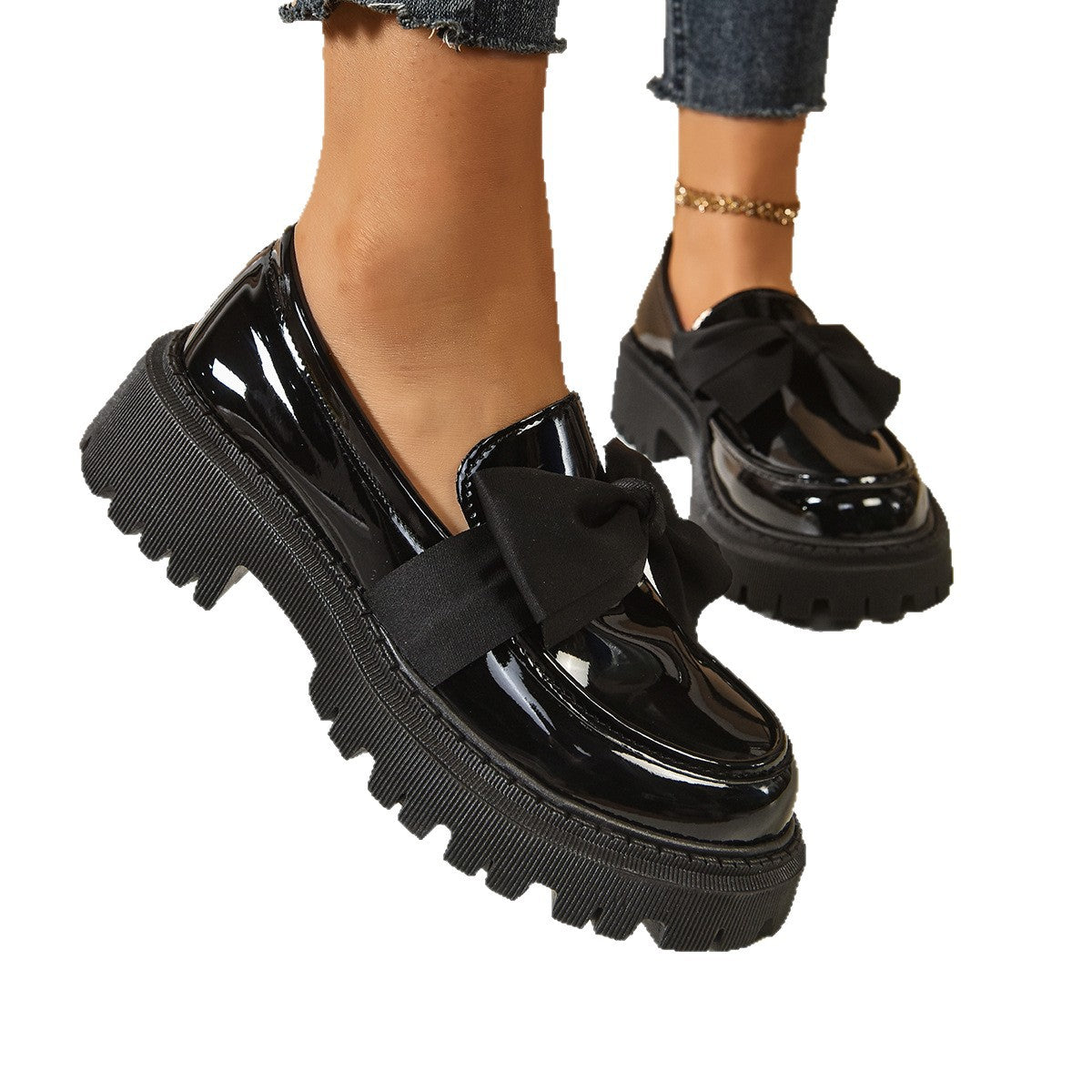 Orthopedic Balance Vintage Loafers With Bow - Unique Elegance
