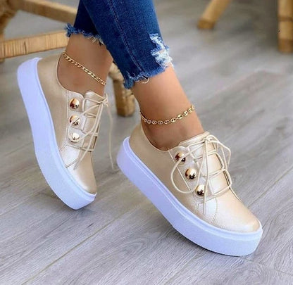 Abby | Lace-up Flats Sneakers Women Rivet Casual Shoes