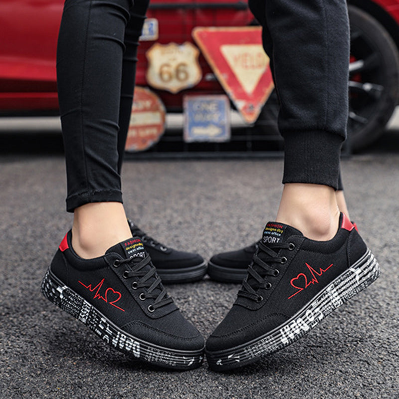 Orthopedic Balance Love Print Canvas Shoes For Couples - Unique And Trendy