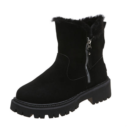Sabrina | Fur-Collar Suede Side-Zip Chunky Winter Boots