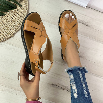 Orthopedic Balance Braided Cross-Strap Sandals
