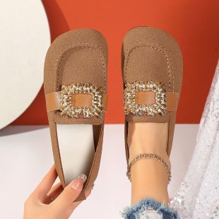 Orthopedic Balance | Crystal Buckle Slip-On Loafers