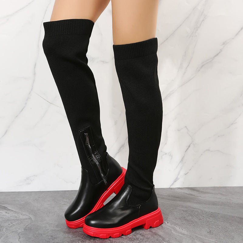 Micaiah | Bold Stretch-Knit Chunky Sole Orthopedic Knee-High Boots