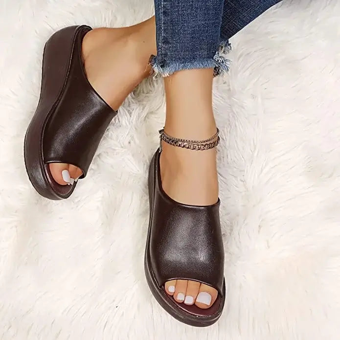 Eleanor | Women’s Orthopedic Slip-On Wedge Sandals with Open Toe