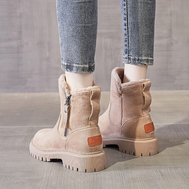 Renee | Side-Zip Fur Suede Chunky Winter Boots