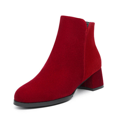 Orthopedic Balance Suede Boots - Pointed Toe, Side Zipper