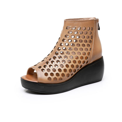 Alex | Women’s Perforated Peep-Toe Wedge Shoes