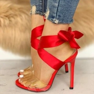 Orthopedic Balance Ribbon Tie Stiletto Heel Sandals