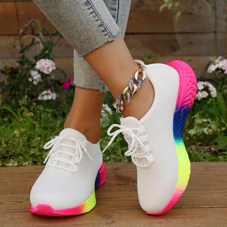 Orthopedic Balance Lace-Up Mesh Shoes With Rainbow Sole