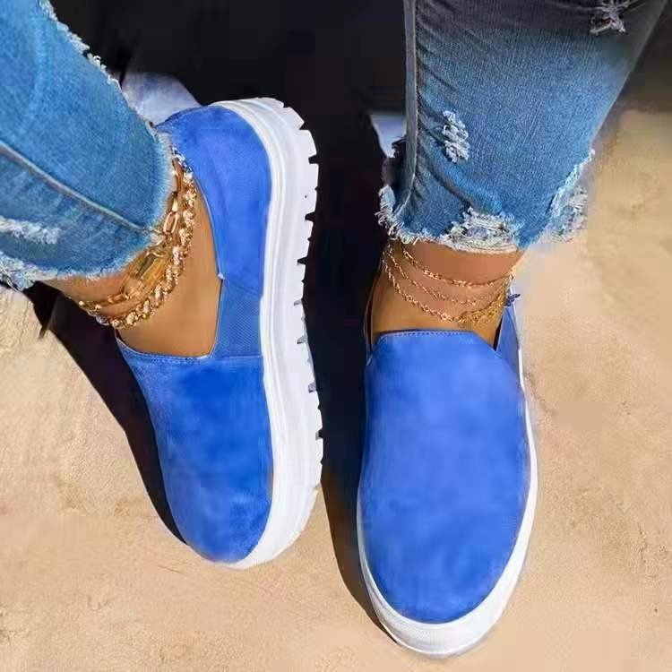 Orthopedic Balance Women’s Suede Slip-On Platform Sneakers – Lightweight Casual Comfort Shoes