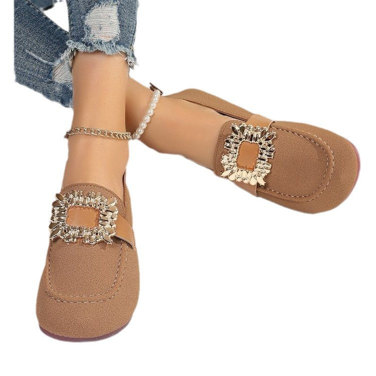 Orthopedic Balance | Crystal Buckle Slip-On Loafers
