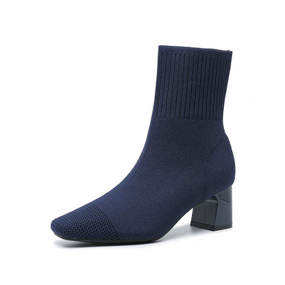 Mary | Classic Knit Block-Heel Orthopedic Sock Boots