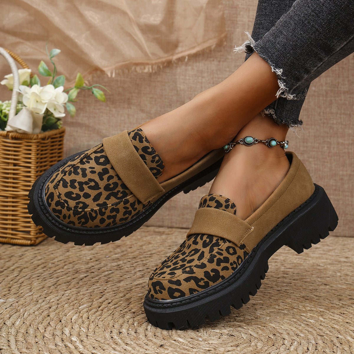 Orthopedic Balance | Leopard Platform Slip-On Loafers