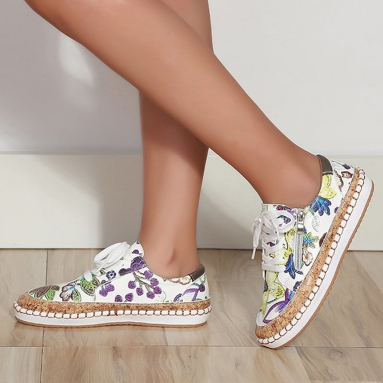 Camila | Floral Canvas Espadrille Sneakers – Lightweight Comfort