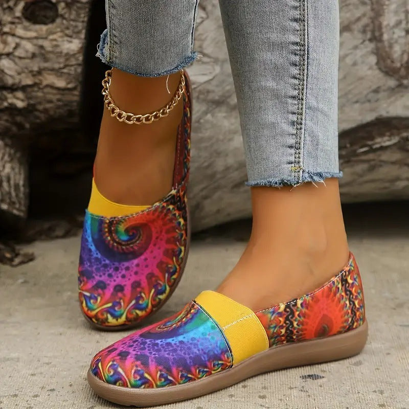 Orthopedic Balance Women’s Printed Slip-On Flats – Lightweight Comfort Casual Shoes