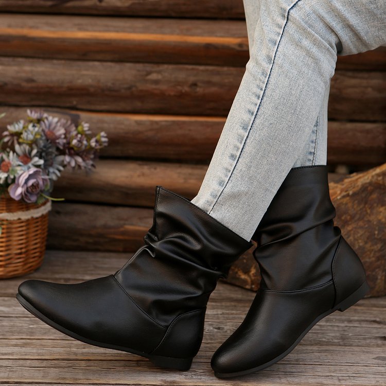 Orthopedic Balance Flat Boots - Slip-On Western Comfort