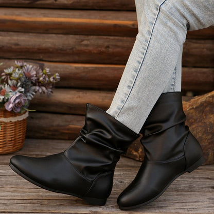 Orthopedic Balance Flat Boots - Slip-On Western Comfort