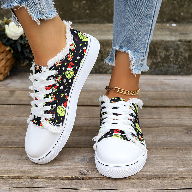 Noella | Holiday Santa Claus Patterned Sneakers