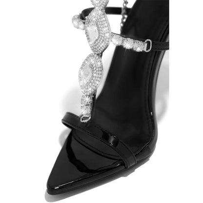 Orthopedic Balance Gold Rhinestone Stiletto Sandals - Unique Elegance