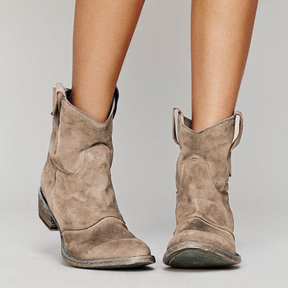 Autumn | Suede Ankle Cowboy Boots with Orthopedic Cushioned Support