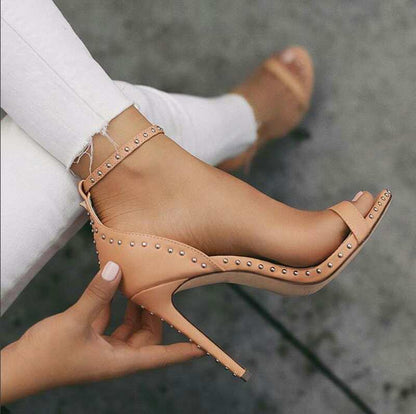Orthopedic Balance Riveted Stiletto Heel Sandals, Unique Elegance 