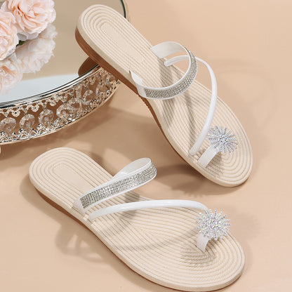 Rielle | Women’s Orthopedic Rhinestone Flower Toe Ring Sandals