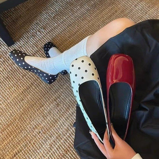 Orthopedic Balance | Polka Dot Faux Fur Trim Loafers