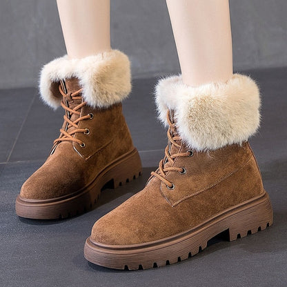Karina | Foldable Fur Suede Chunky Winter Boots