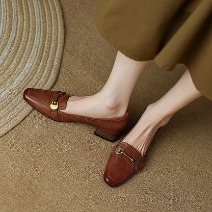 Orthopedic Balance Women’s Square Toe Leather Shoes - Comfort