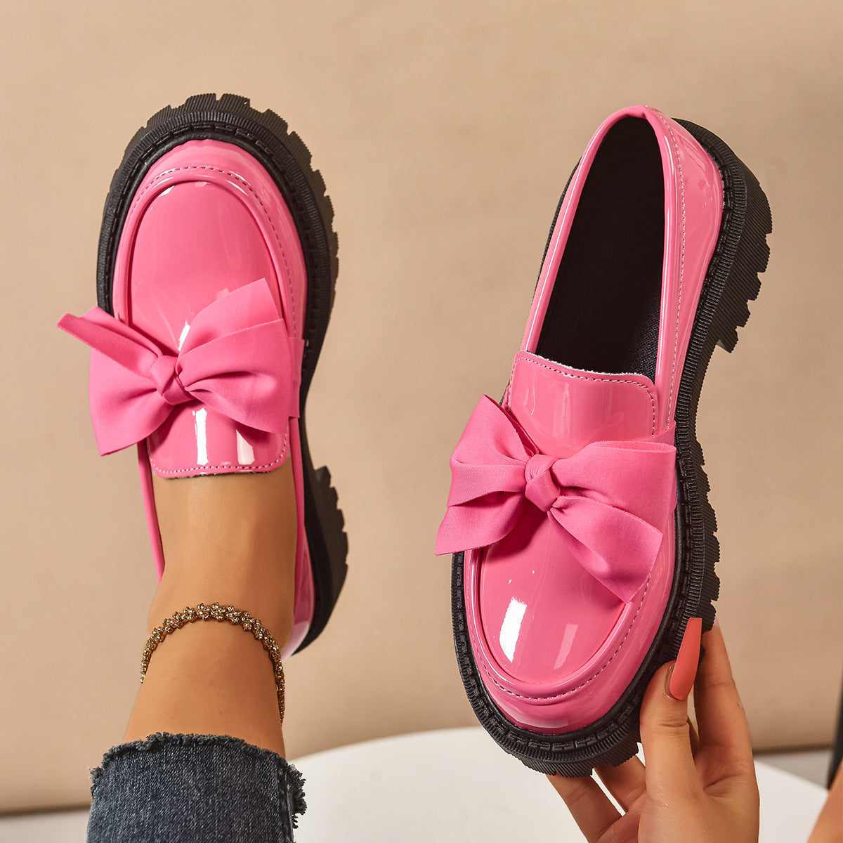 Orthopedic Balance Vintage Loafers With Bow - Unique Elegance