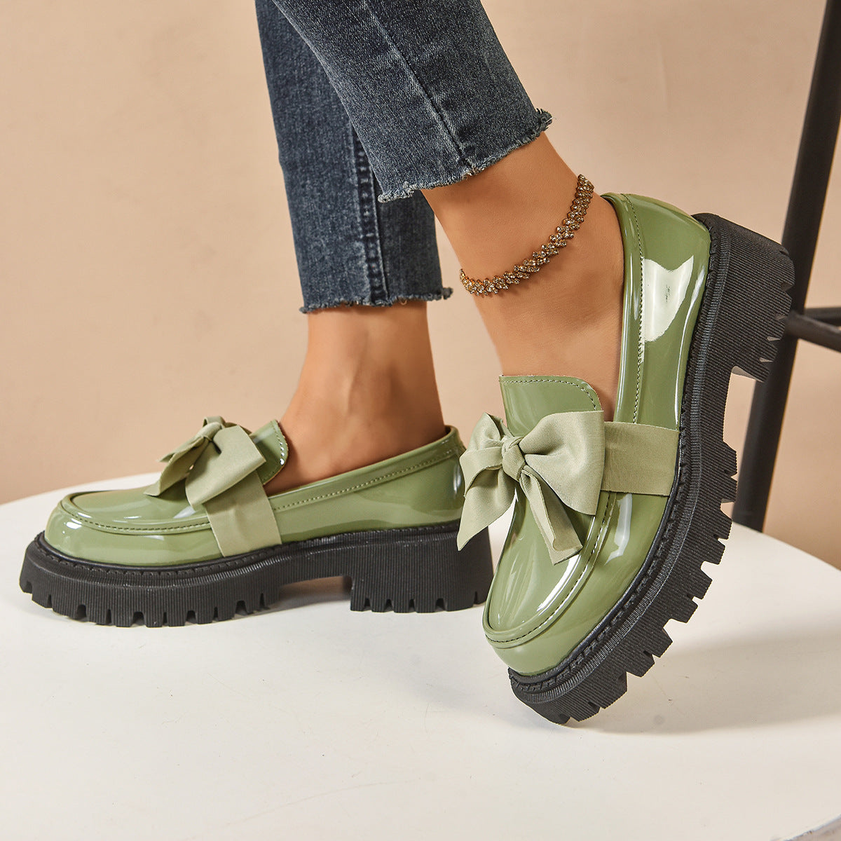 Orthopedic Balance Vintage Loafers With Bow - Unique Elegance