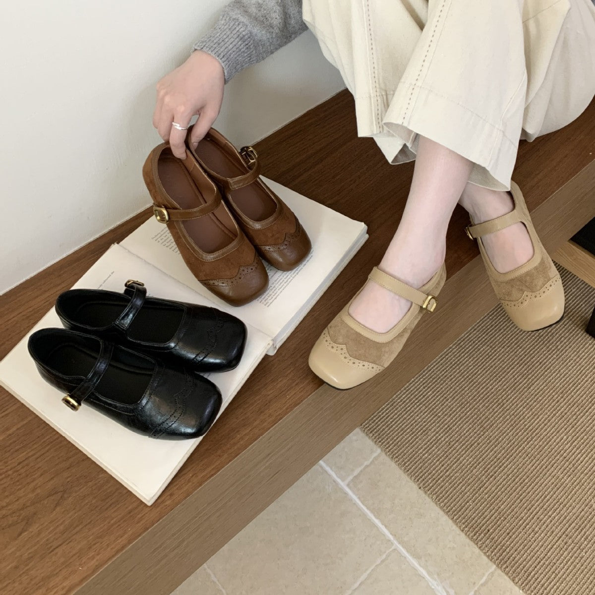 Orthopedic Balance Mary Jane Shoes - Carved Square Toe