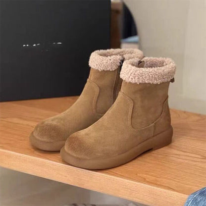 Lena | Fur-Cuff Suede Ankle Winter Boots