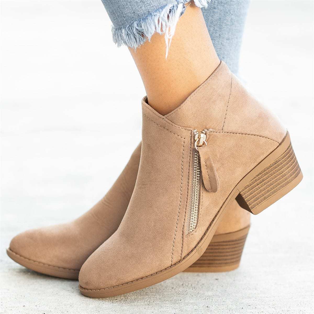 Magdalena | Side-Zip Suede Block-Heel Ankle Boots