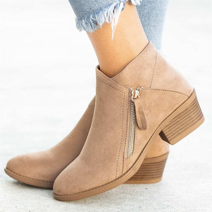 Magdalena | Side-Zip Suede Block-Heel Ankle Boots