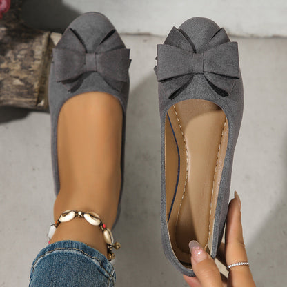 Orthopedic Balance Suede Shoes With Bow And Elastic - Unique Elegance