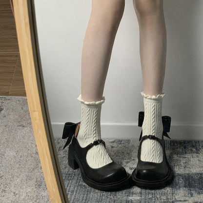 Orthopedic Balance Height Boost Chunky Heel Leather Shoes