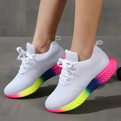 Orthopedic Balance Lace-Up Mesh Shoes With Rainbow Sole
