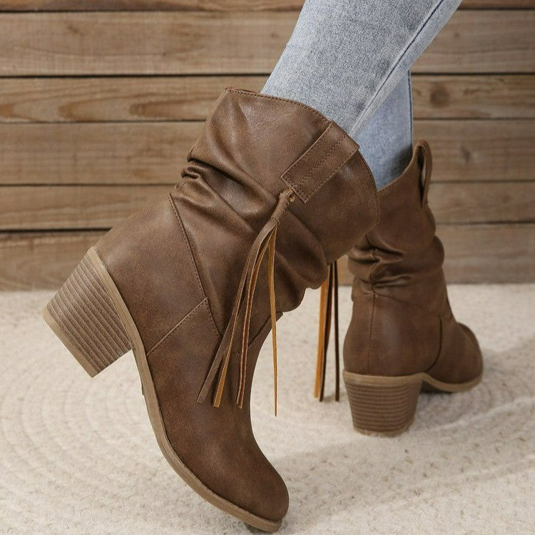 Madonna | Boho Slouch Block-Heel Orthopedic Ankle Boots