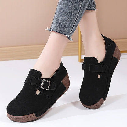 Orthopedic Suede Buckle Loafers – Adjustable Comfort Slip-On Walking Shoes