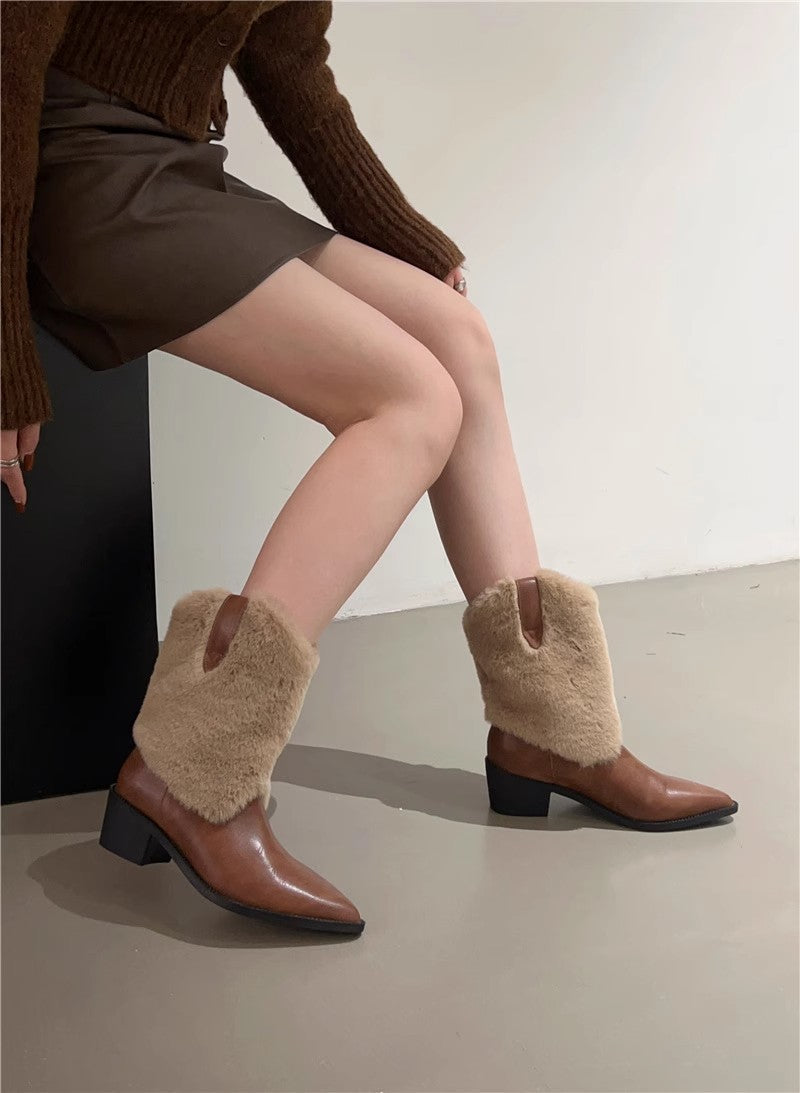 Orthopedic Balance Velvet Thermal Booties - Pointed Toe