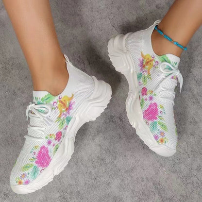 Orthopedic Balance Women’s Tie-Dye Knit Sneakers – Lightweight Breathable Comfort Shoes
