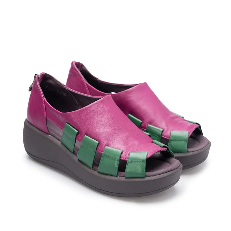 Zamira | Bold Colorblock Leather Wedge Sandals