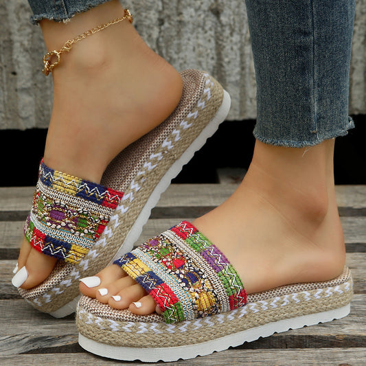 Wyneth | Women’s Orthopedic Bohemian Woven Platform Slide Sandals