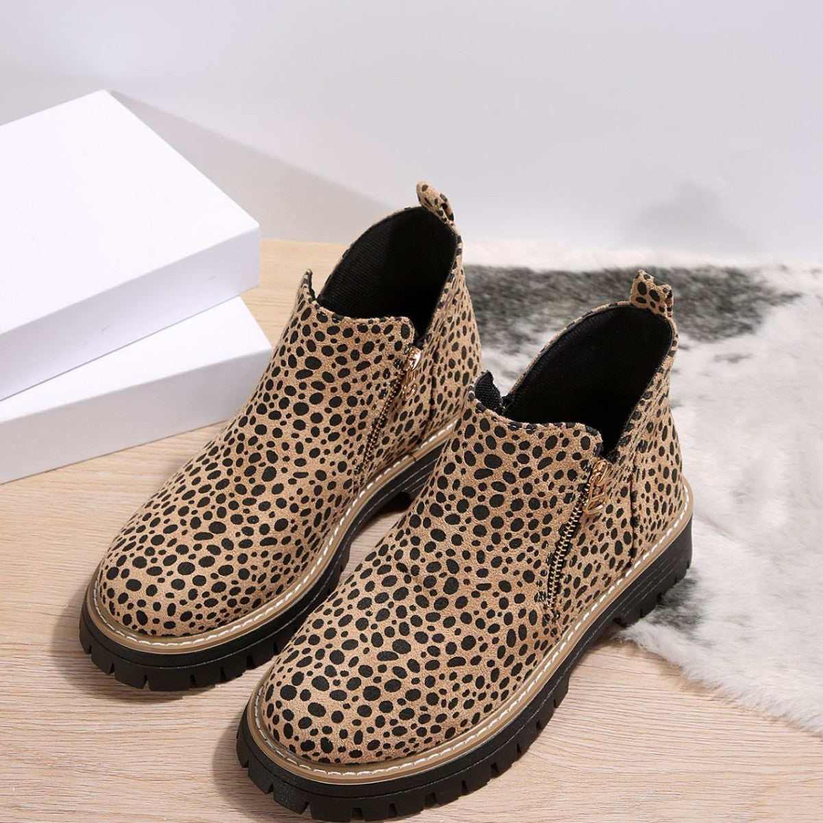 Orthopedic Balance Leopard Print Low Heel Boots - Unique Elegance