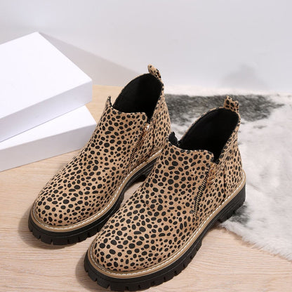 Orthopedic Balance Leopard Print Low Heel Boots - Unique Elegance