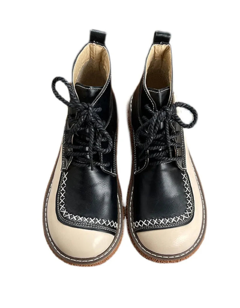 Rowin | Two-Tone Hand-Stitched Casual Lace-Up Boots