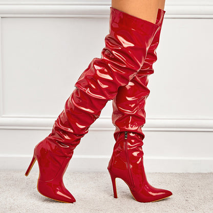 Melody | LuxeStride Orthopedic Patent Over-the-Knee Boots