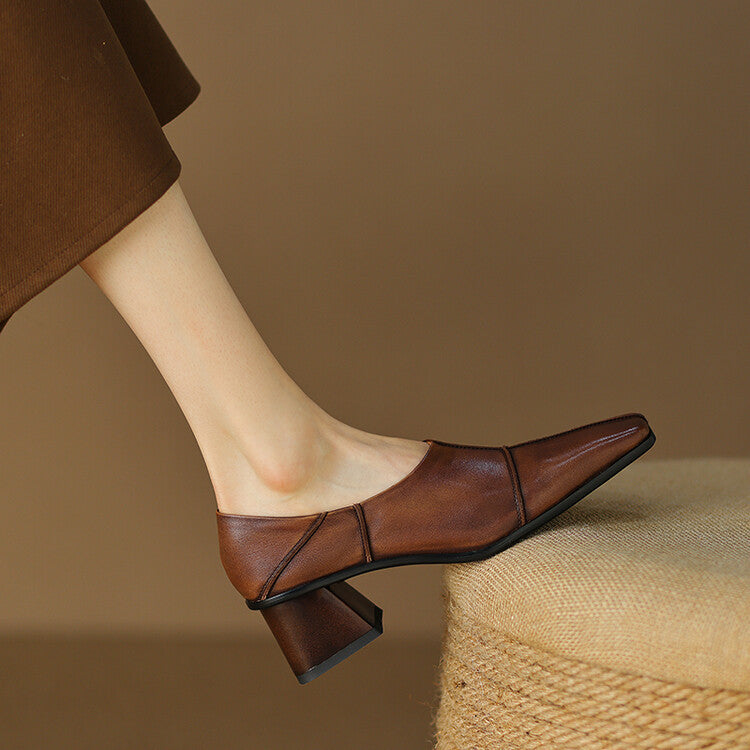 Orthopedic Balance | Square Toe Block Heel Loafers